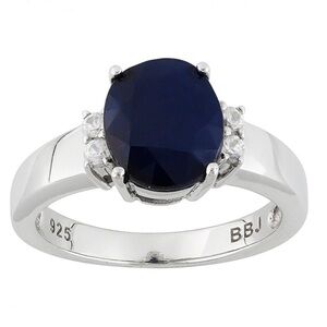 Blue Sapphire Ring Size 7 925 Sterling Silver Secondary Stones Zircons